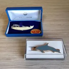 Y-435 クジラとイルカのネクタイピンセット