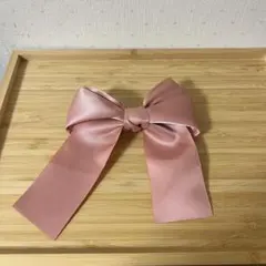 サテンリボン バレッタ ピンク ヘアアクセサリー