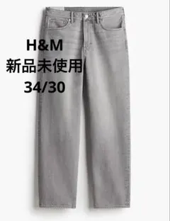 新品 H&M LooseFitDenim ルーズフィットデニム　グレー34/30のサムネイル