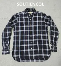 SOUTIENCOL ネイビー チェック 長袖シャツ