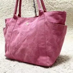 【大容量】アニエスベー　トートバッグ　A4可　キャンバス　ピンク　ハート