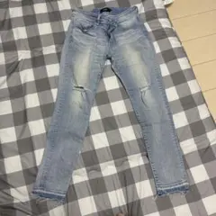 ダメージ加工 スリムフィット デニムパンツ