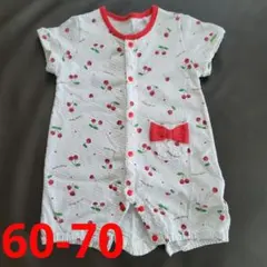 チェリー柄カバーオール 60-70 綿100%