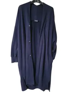 ZUCCaネイビー ボタン付きロングカーディガン