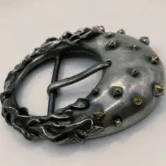 DIESEL ディーゼル イタリア製 シルバー925 スタッズ ベルト バックル