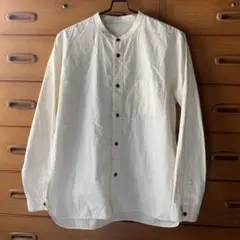 14 HUIS. オーガニックコットン バンドカラーシャツ　アイボリー　遠州織物