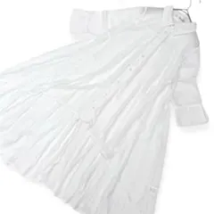 美品✨ノヘア（M）フィッシュテール シャツワンピース 七分袖 羽織り ホワイト