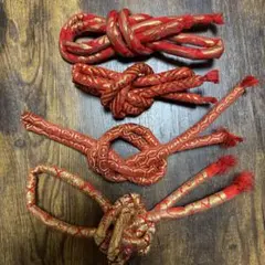 帯締め　4点セット　ばら売り可　赤色　和柄　七五三