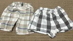 petit main チェック柄ショートパンツ2点セット