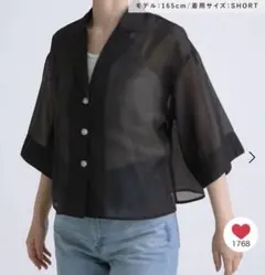 ローリーズファーム　シアーカイキンシャツ　ブラック　ショート丈