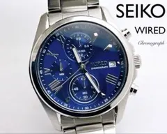 SEIKO ワイアード クロノグラフ デイト メンズ 腕時計 ブルー文字盤