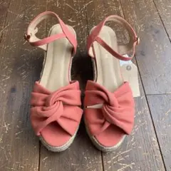 コーラルピンク ノットデザイン サンダルのサムネイル