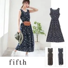 fifth ネイビー フラワープリント ノースリーブ ワンピースのサムネイル