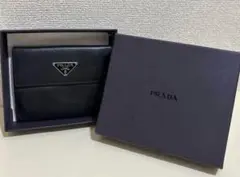 【箱付き】PRADA プラダ サフィアーノ レザー 二つ折り財布 三角ロゴ