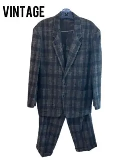 VINTAGE　チェックセットアップ　ダークグレーカラー