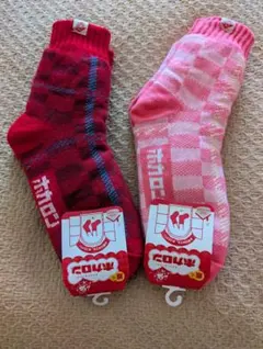 【新品未使用】履くホカロン靴下　裏ボア 滑り止め付き 赤.ピンク　2足セット
