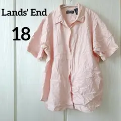美品✨Lands' End 【18】半袖シャツ ピンク 春　夏　薄手