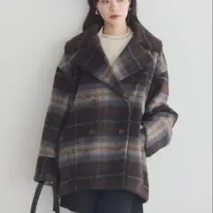 earth music&ecologyテーラードジャケットチェックシャギーコート