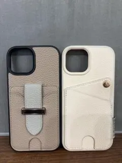 iPhone15 カードポケット付きレザー風ケース　2個セット