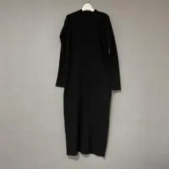 美品 プロポーション ボディドレッシング リブニットロングワンピース ブラック