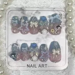 ピンク　水色　地雷系　量産型　ネイルチップ