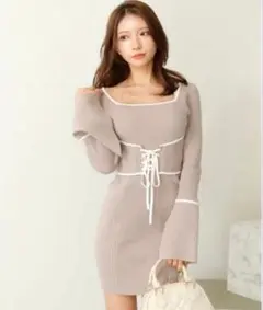 リップサービス バイカラーコルセットリブワンピース　lip