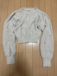 ems ライトグレー ビジュー付きセーター