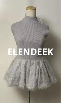 新品タグ付きELENDEEK ペプラムドッキングニットライトグレー /FREEのサムネイル