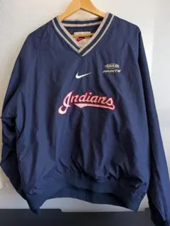 68【NIKE】90s USA製 インディアンス ナイロン プルオーバー XL