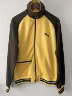 PUMA プーマ ロゴ刺繍 トラックジャケット ジャージ イエロー×ブラウンXL