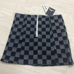新品　タイトスカートブロックチェック デニムスカート韓国