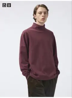 限定色　新品 ブラッシュドジャージーモックネックTシャツ