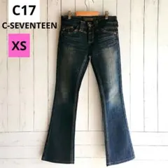 【C-SEVENTEEN】XSローライズフレアデニムブーツカット脚長効果絶大