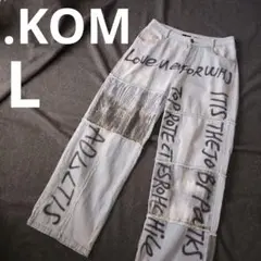 【.KOMドットコム】グラフィックデザイン リメイクジーンズ ワイドパンツL