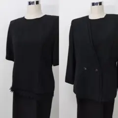 美品 ラブリークィーン ノーカラー ブラックフォーマル 礼服喪服 13号 大きい