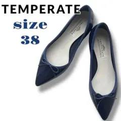 テンパレイト TEMPERATE ポインテッドレインシューズ ネイビー 38