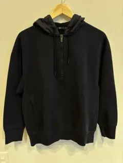 美品 ユニクロ+J ドライスウェットハーフジップパーカ ブラック サイズS