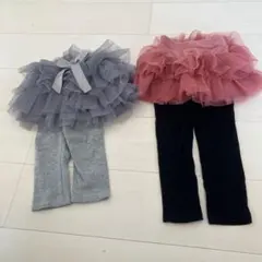 フリル付きレギンスセット（グレー・ピンク）