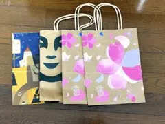 ショップ袋 4枚セット 花柄デザイン