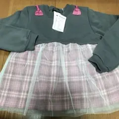 裏起毛チェック柄チュニック　130新品
