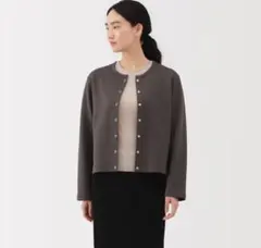 【今季】無印良品　婦人　裏毛スウェットカーディガン　チャコールグレー　サイズM