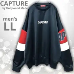 CAPTURE　バイカラー 配色　ロゴ　スウェット　LL　ビッグ　ストリート