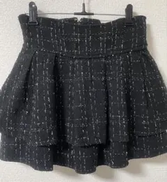ミシェルマカロン 美脚 ミニ スカート ツイード 黒 sサイズ