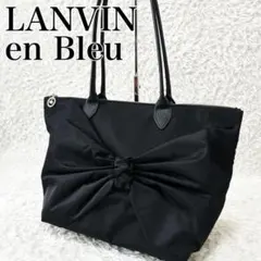LANVIN en Bleu トートバッグ　リボン　パール　ゴールド金具のサムネイル