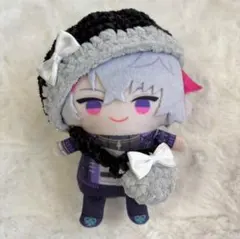 【黒&グレー】ベレー帽 ポシェット セット にじぱぺっと ぬい服 10cm