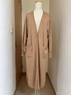 ユニクロ　UVカット　スリットロングカーディガン　ベージュ　L