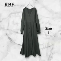 KBF ケービーエフ　カーキ　グリーン　ボリューム袖　ロング　ワンピース　フレア