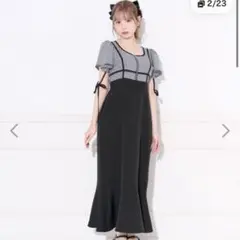 apresjour 袖フレアマーメイドワンピース ブラック