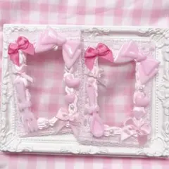 硬質ケース デコ ホイップ ペア b8 量産型 ピンク リボン