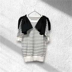NATURAL BEAUTY BASIC ショルダーリボンニット